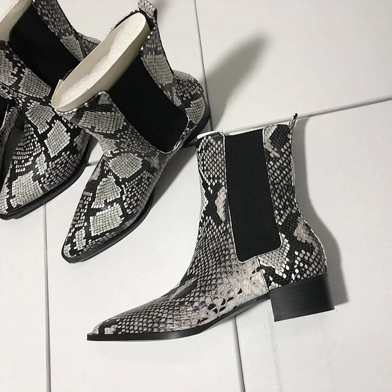 Aliexpress.com : Buy Snake Skin Pointy Toe Women Ankle Boots Python ...