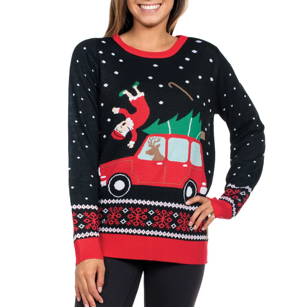 

Feitong Women's Christmas Printed Sweatshirts Autumn Ladies Causal O-Neck Long Sleeve Pullover Sweatshirt Tops sudadera mujer
