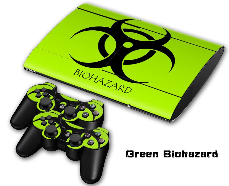 

Фирменная Новинка Зеленый Biohazard винил кожи Стикеры протектор для Sony PS3 Super Slim 4000 и 2 контроллера Наклейки 4000- 0070