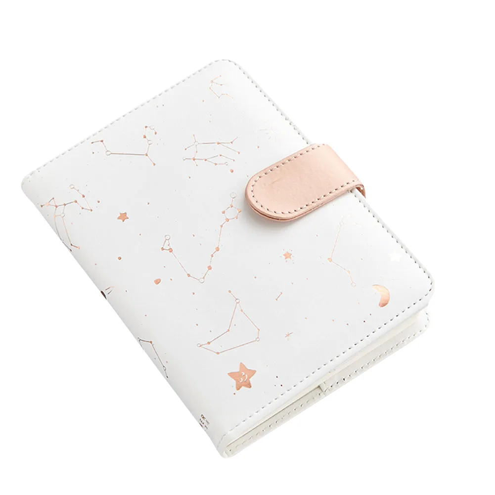

Button Office DIY Vocabulary Agenda Journals Doodle Star Monthly Planner Pocket Size Scheduler Note Book Gift Portable PU Cover