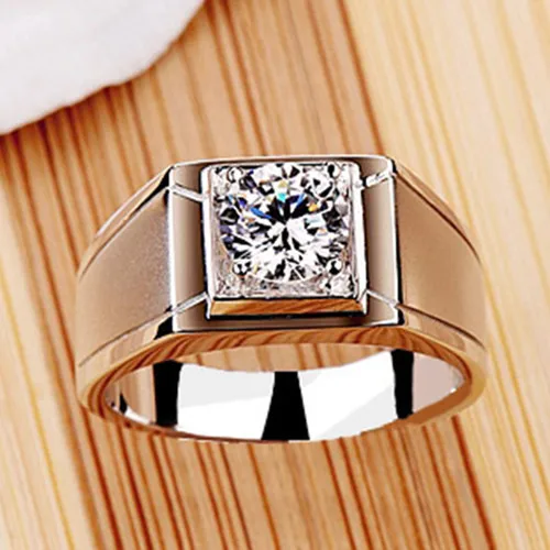 Test As Real Solid 585 Gold Ring 1 Ct Solitaire Moissanite Men S