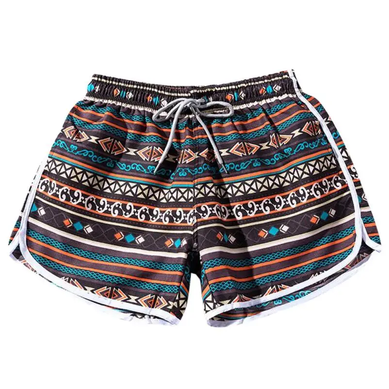 2018 Summer Women Couples Beach Floral Bohe Swimwear Shorts Trunks