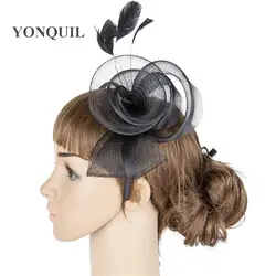 Дамы элегантный перо цветы женщины аксессуары для волос фантазии fascinators для свадебные шляпы свадебные шляпы и рас OF1527