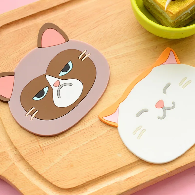 

Cartoon Cat Coasters Silicone Placemat Tea Cup Pad Mat Creative Thicker Printing Table Mats 1Pc Cushion Mug Tableware Cup