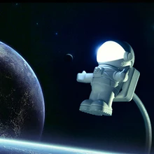Mini Astronaut Spaceman USB LED Adjustable Night Light For Computer PC Lamp Desk Light Pure White