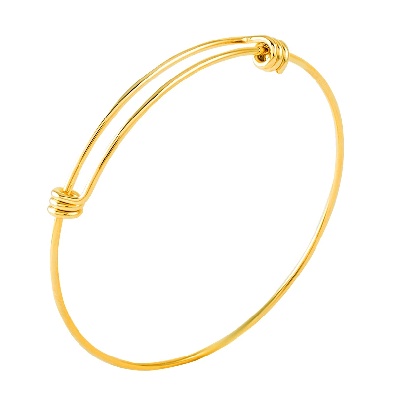 

JXB0456 Simple Expandable Wire Bangle for Charms - 316L Stainless Steel Adjustable Triple Loops Charm Bracelets for Women