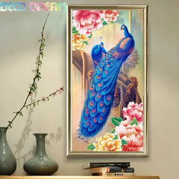 

Diy Full Resin Round Diamond Painting Rhinestones Embroidery Kit Peacock Peony A Chinese Traditional Mosaic Decor As Hobby Gift