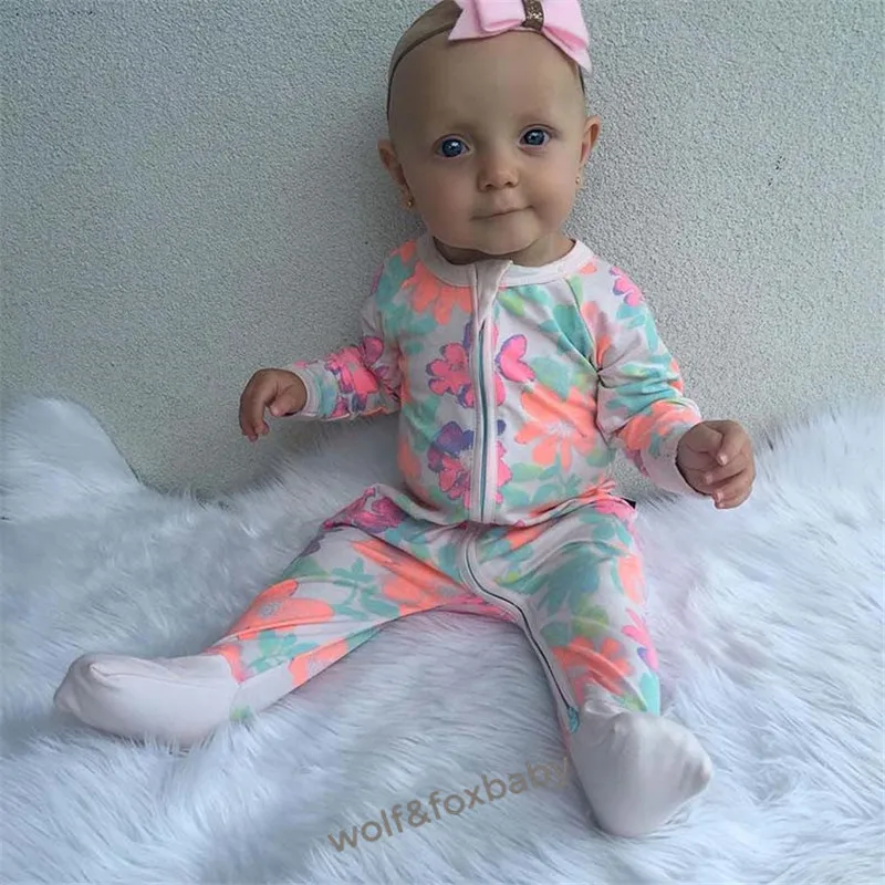 Baby Bodysuits medium Retail 3 pcs/pack 0-24 months long-sleeve zipper baby cartoon boy girl  overall rompers clothing clothes Baby Jumpsuit Cotton 