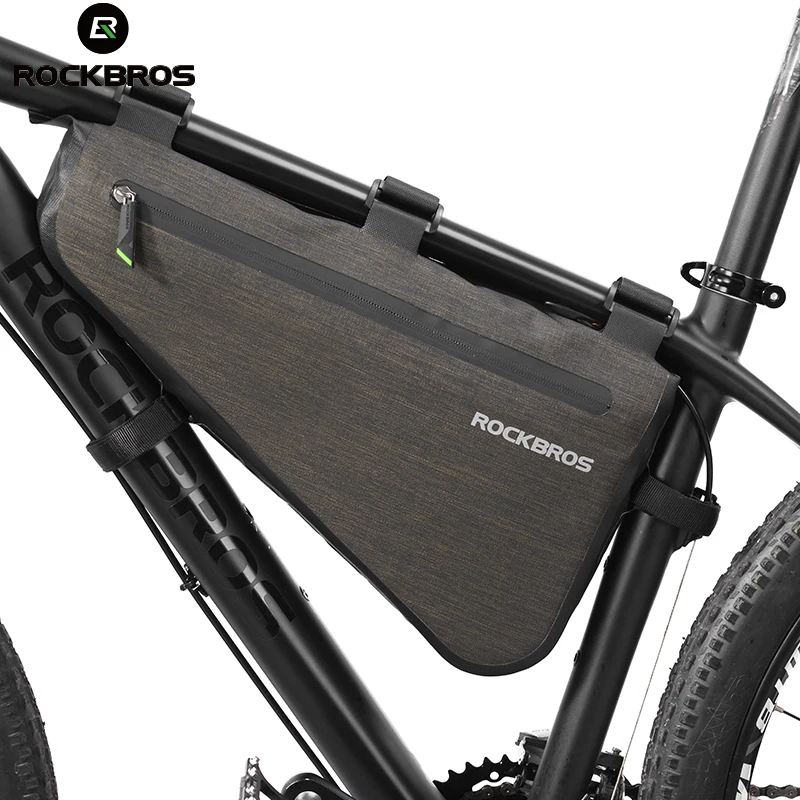 buy ROCKBROS 8L Rainproof Large Capacity Bike Bag Waterproof MTB Road Bicycle Frame Triangle Cycling Bag Mountain Bike Accessories