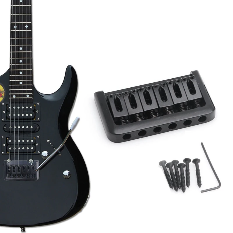 

1Set 6 String Electric Guitar Bridge Hard Tail Top Load Black Fixed Hard Tail Parts Y51D