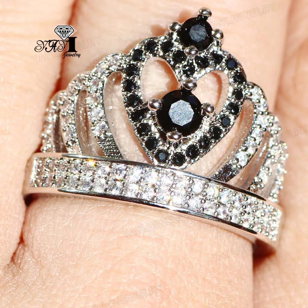 Ювелирные изделия YaYI Princess Cut 8 CT черные циркониевые серебряные кольца для
