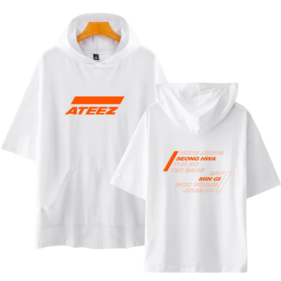 Мужские и женские футболки FADUN TOMMY 2019 ATEEZ с капюшоном однотонные летняя модная