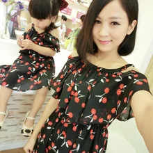 1pc Mother Daughter Dresses Clothes Family Matching Summer Outfits Mom Girl Fashion Short Floral Sets vetement maman et fille
