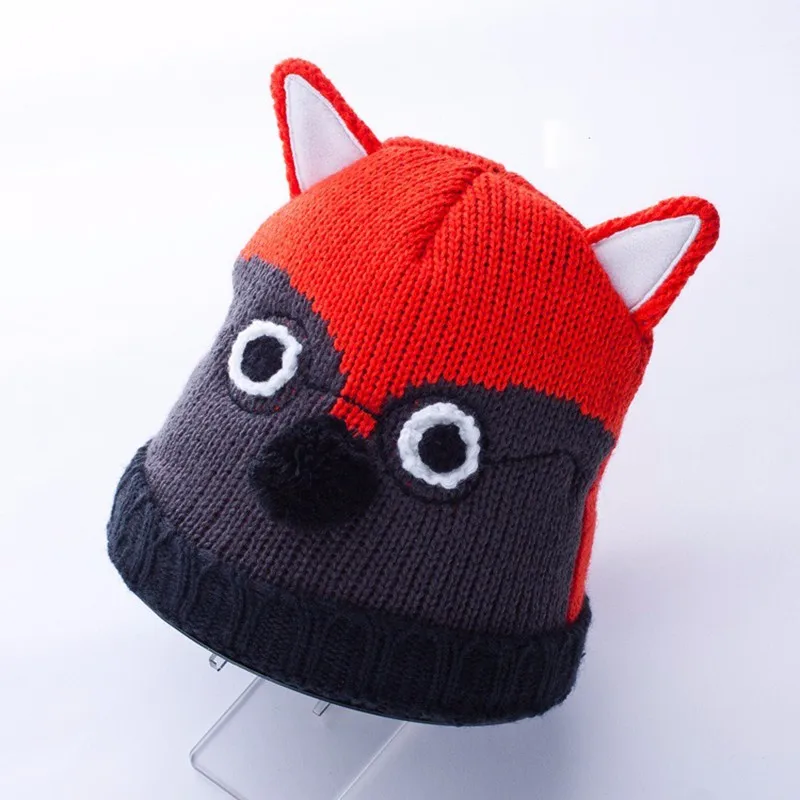 Fox Baby Hats Cartoon Toddler Beanies Crochet Unisex Bonnet Autumn Boy Warm Caps Winter Knitted Girl Headwear Kid Hat Red Cute (8)