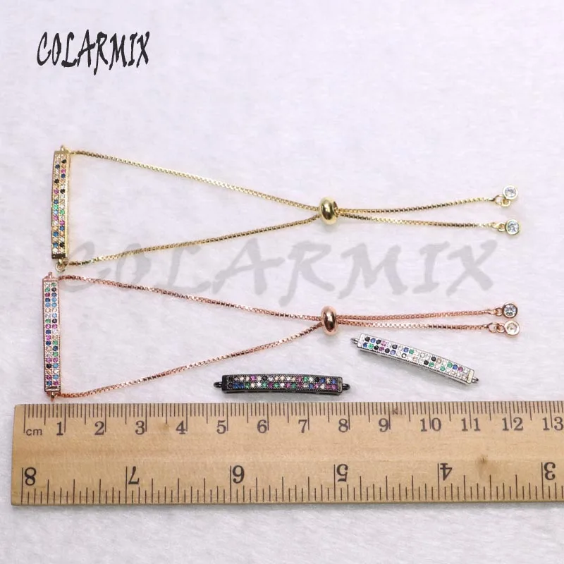 12 шт. модные циркониевые прямоугольные подвески для браслета разноцветные