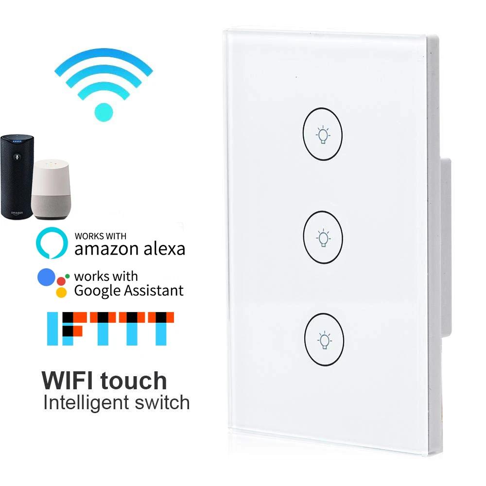 

Timethinker 1 2 3 Gang US AU Smart WiFi Light Switch Wall Lamp Touch Switch for Alexa Google Home IFTTT Smart Life APP Supports