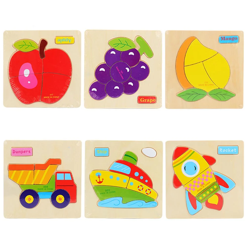 Holz 3d puzzle holzspielzeug für kinder cartoon tier puzzles intelligenz kinder kinder pädagogisches spielzeugchina