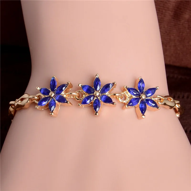 

SHUANGR Fashion New Women/Lady's Yellow Gold Color 4 Colors Leaf CZ Stones Austrian Crystal Bracelets & Bangles Jewelry