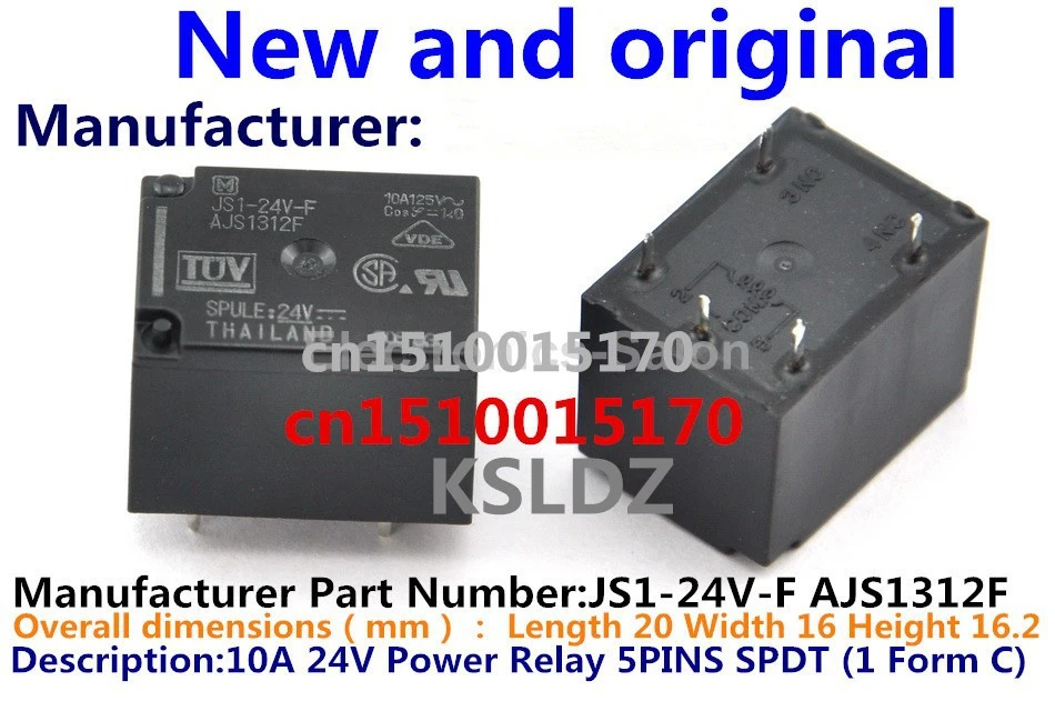 5pcs/10pcs JS1-24V-F AJS1312F 5 Broches Relais 24VDC 24 V Original