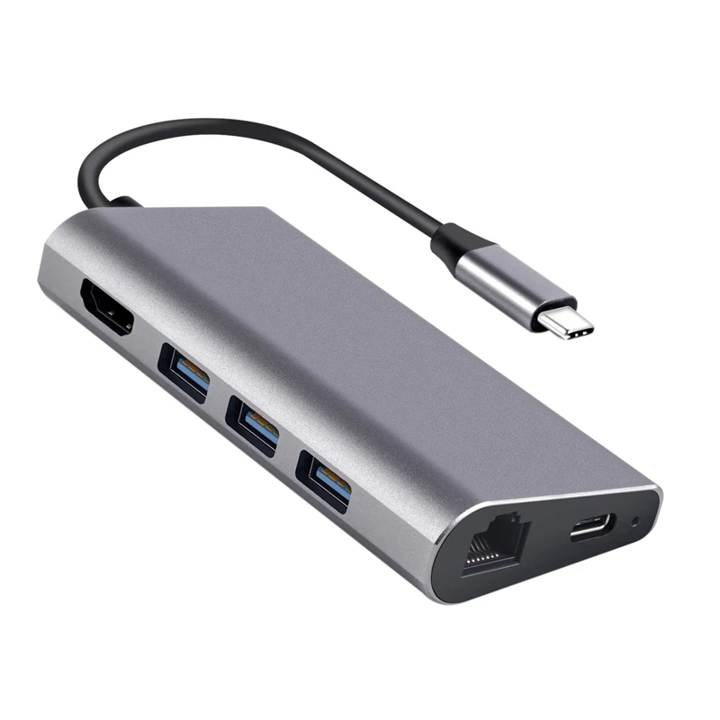 Usb C концентратор 8-в-1 Rj45 порт 4K к Hdmi 3 порта 0 Tf/Micro-Sd кардридер Usb-C - Цена: 
