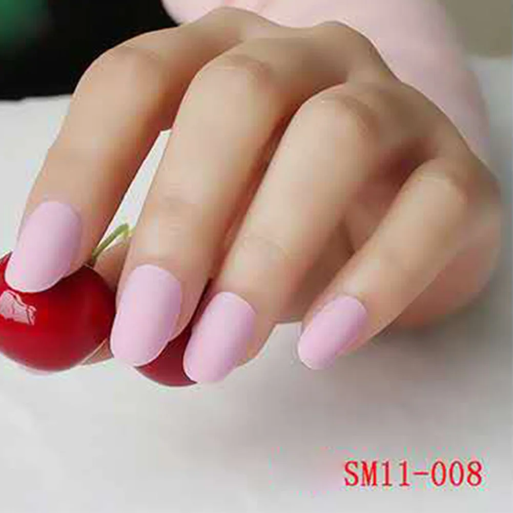 

24Pcs Women False Nails Tips DIY Solid Color Matte Frosted Round False Nails NShopping