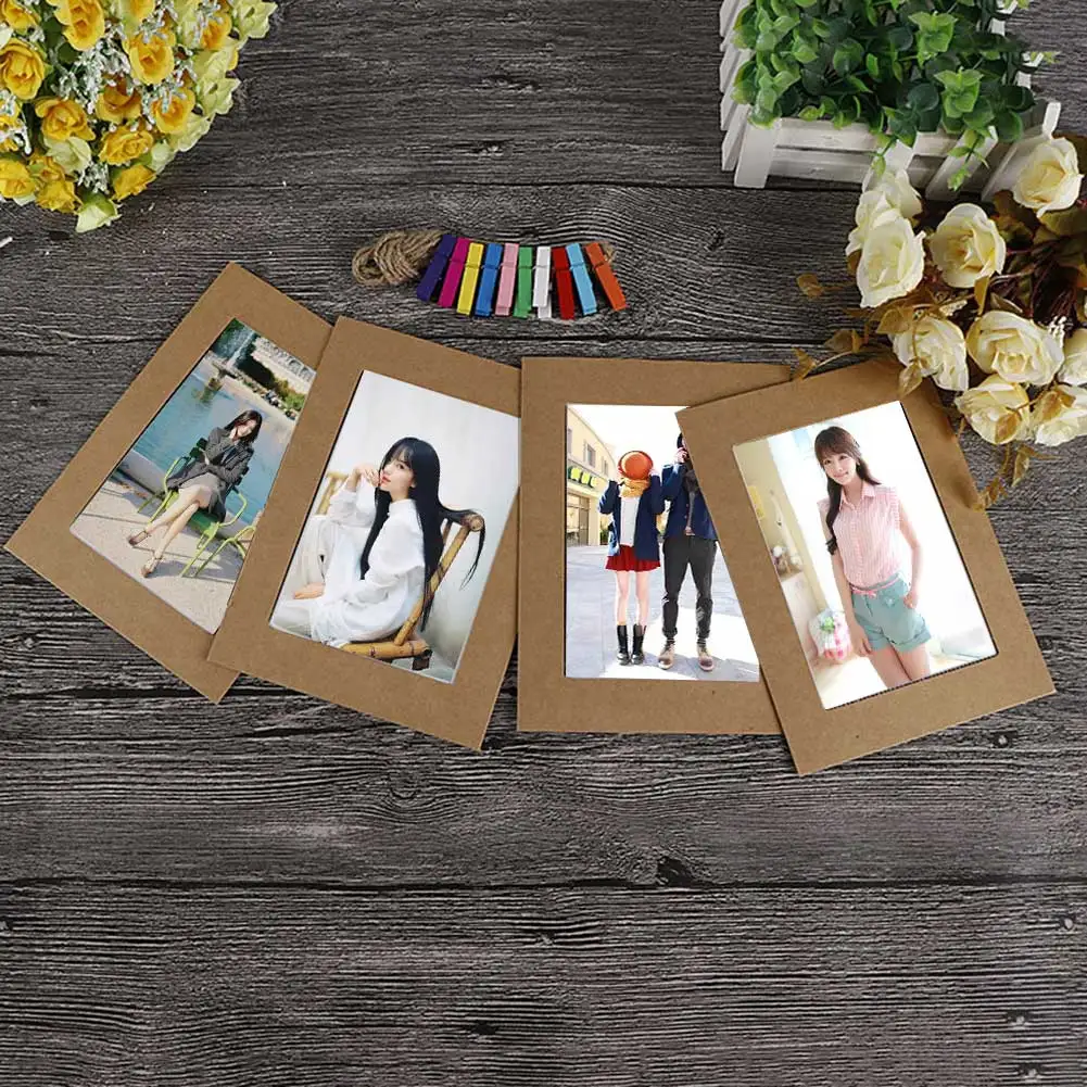 

Newly 10pcs Photo Frame DIY 3 5 6 7 Inch Kraft Paper Hanging Wall Picture Album Decoration For Home XSD88