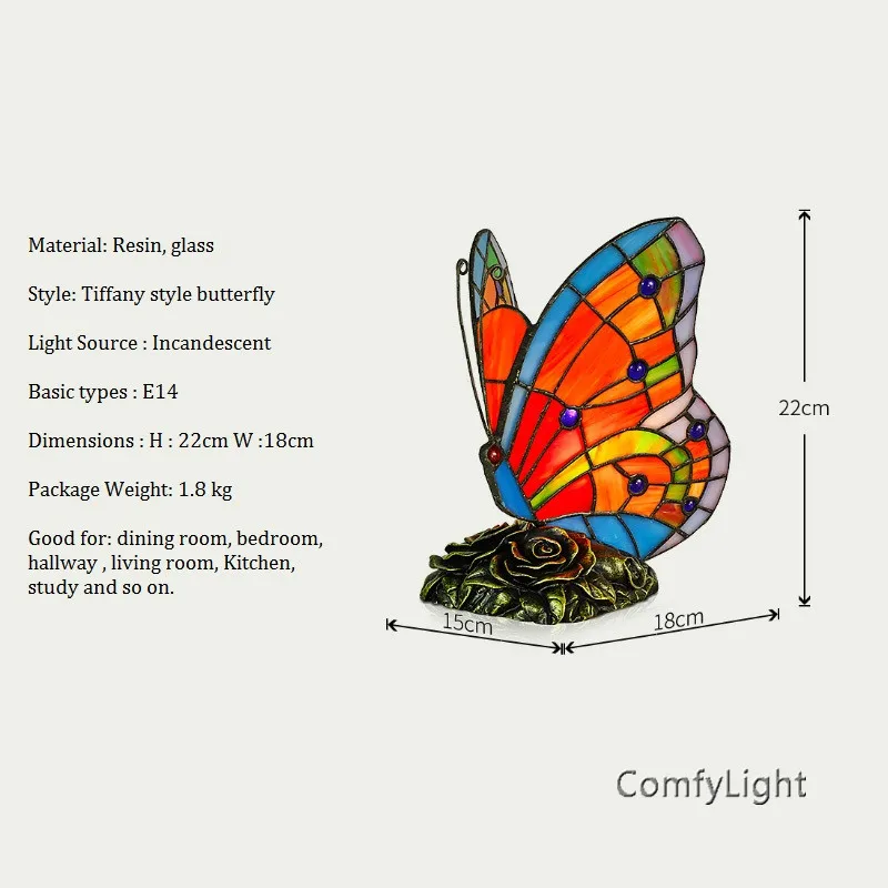 Витражная бабочка настольные лампы Искусство креативный Tiffanylamp гостиная прикроватная лампа Декор художественное стекло светодиодный ночник