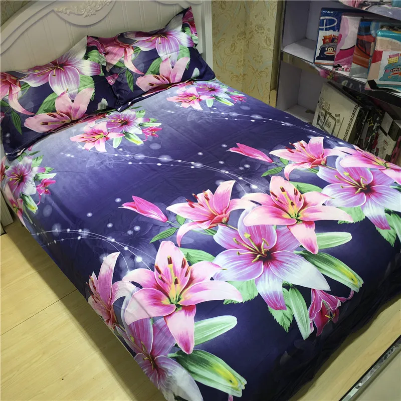 

Home Textile Elegant 4pcs 3D Bed Linen Set Beautiful Floral Duvet Cover Set Bed Cover Set Bedclothes Bedding Set for King Size