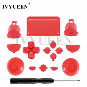 

IVYUEEN For PlayStation Dualshock 4 PS4 Pro Controller JDS-040 JDS040 R2 L2 R1 L1 Trigger Dpad Buttons Mod Kit - Green Red Clear