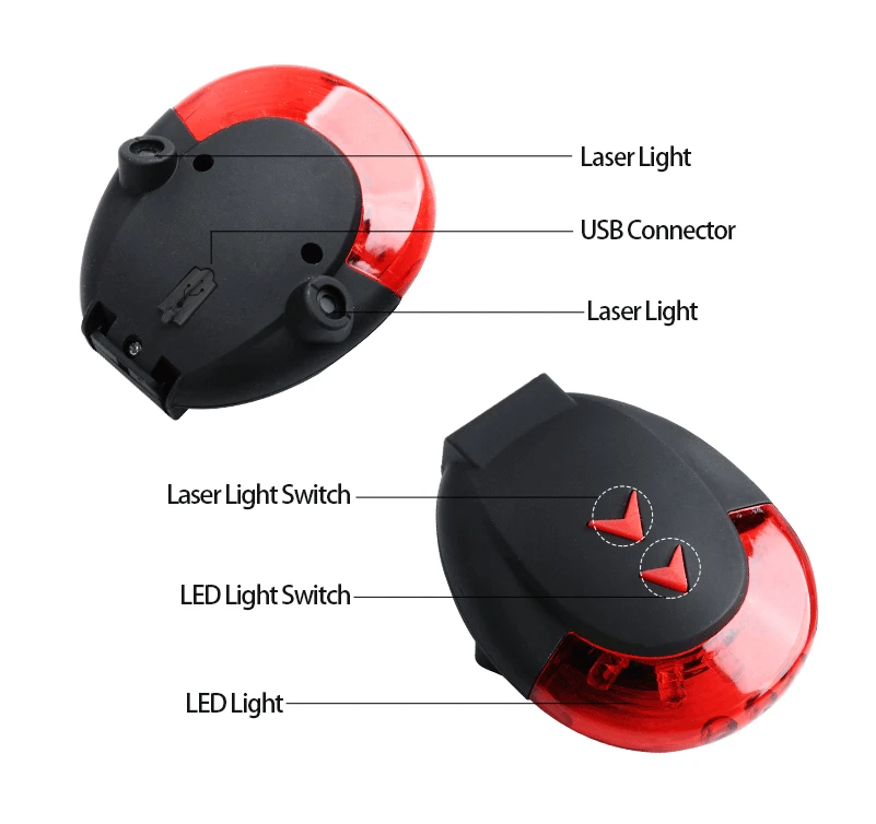 Excellent Biking Bike Light Laser Taillight IPX4 Waterproof 5 LED USB Rechargable 7 Modes Night Warning MTB Bike Lamp Backlight Taillight 5 Excellent Biking Bike Light Laser Taillight IPX4 Waterproof 5 LED USB Rechargable 7 Modes Night Warning MTB Bike Lamp Backlight Taillight 5