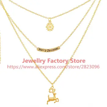 

300pcs/lot stylish Christmas gift three layers lady gold color necklace wholesale good price choker