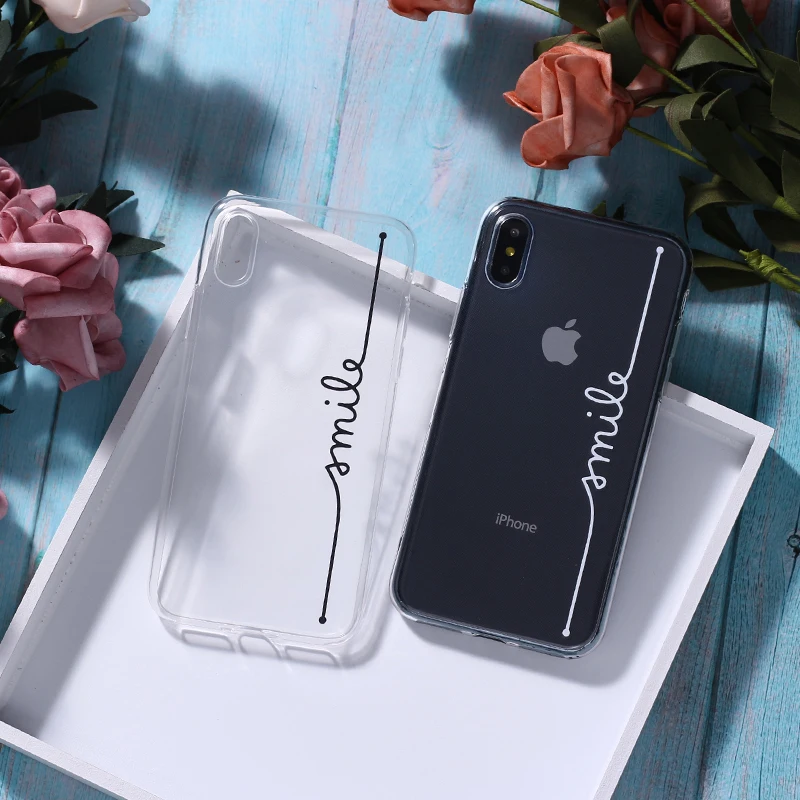 Мягкий прозрачный чехол для телефона с надписью Love Smile Heart 11 12Pro Max iPhone 7 7Plus 6 6S 8 8Plus X