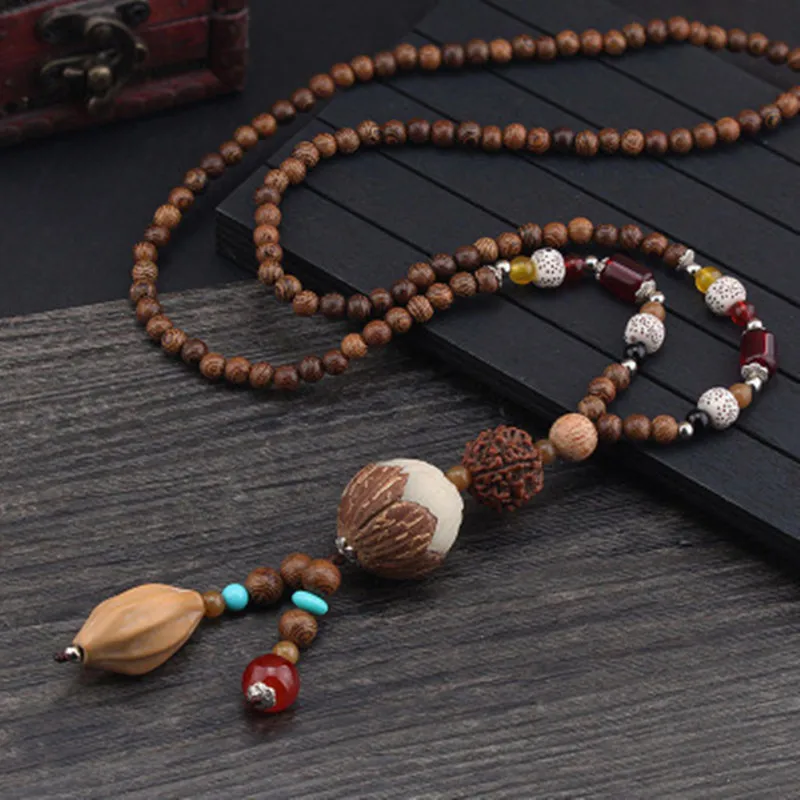 

2019 New Women Men Necklace Handmade Vintage Resin Wood Statement Necklaces & Pendants Long Rope Wooden Necklace Jewelry Gifts