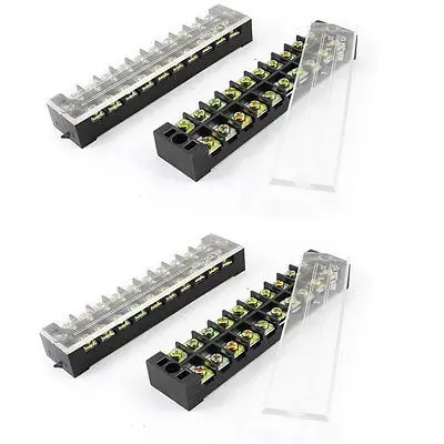 

4 Pcs Dual Row 10P Screw Connector Electric Barrier Terminal Block Board 25A