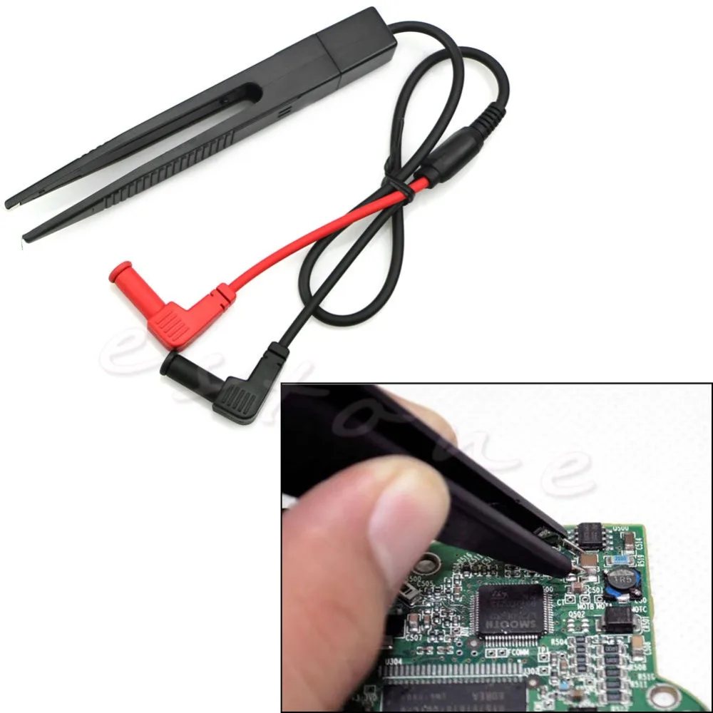 

SMT SMD Chip Test Clip Lead Probe Multimeter Meter Tweezer Capacitor Resistance Drop ship