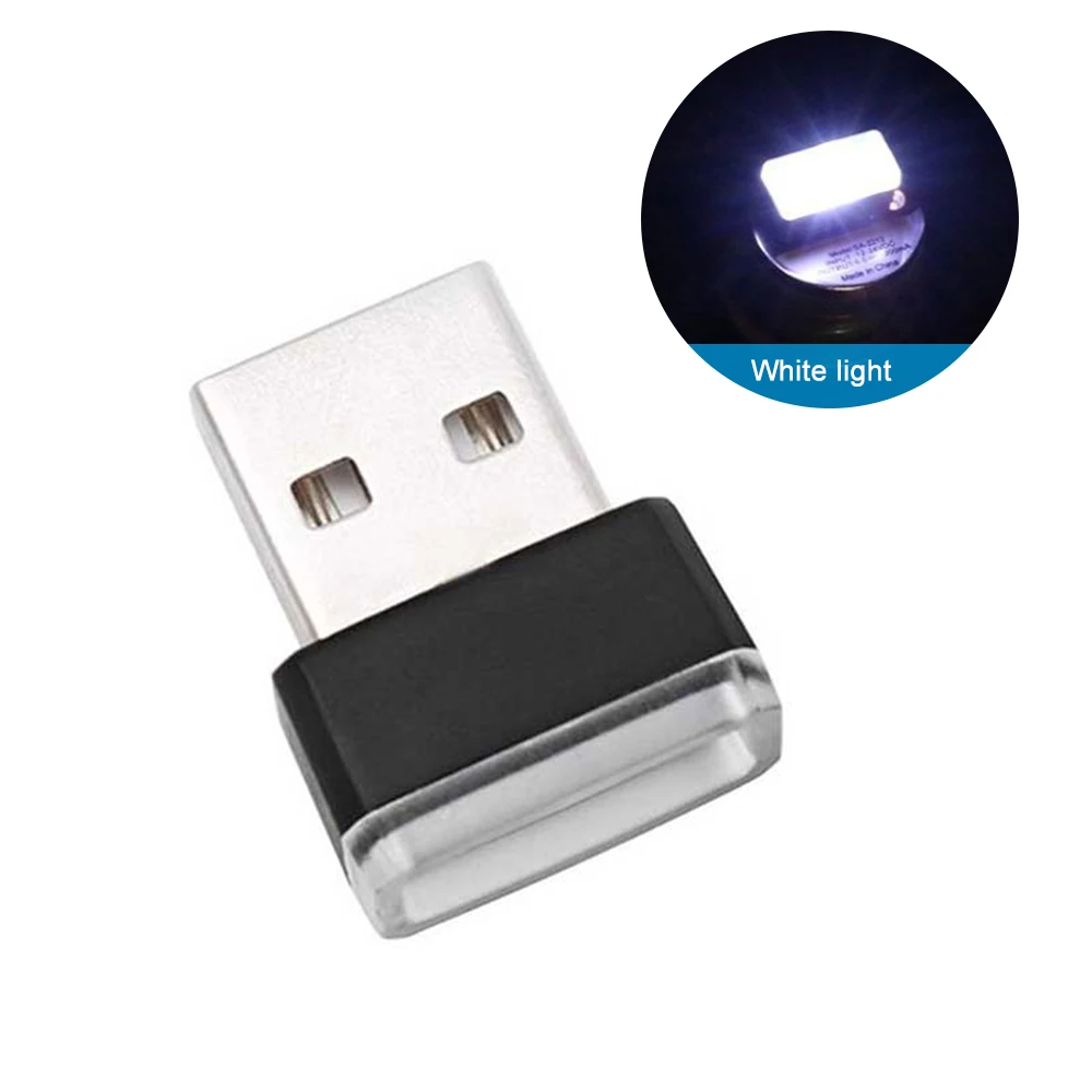 Интерьер автомобиля USB атмосферный свет разъем Декор лампы для Brabus smart 451 450 значок выхлопной эмблемы - Цвет: Белый