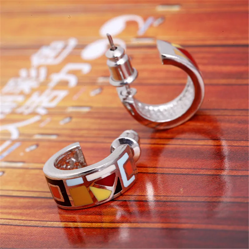 

Newest Lattice Design Enamel Jewelry Earrings,1pair/pack