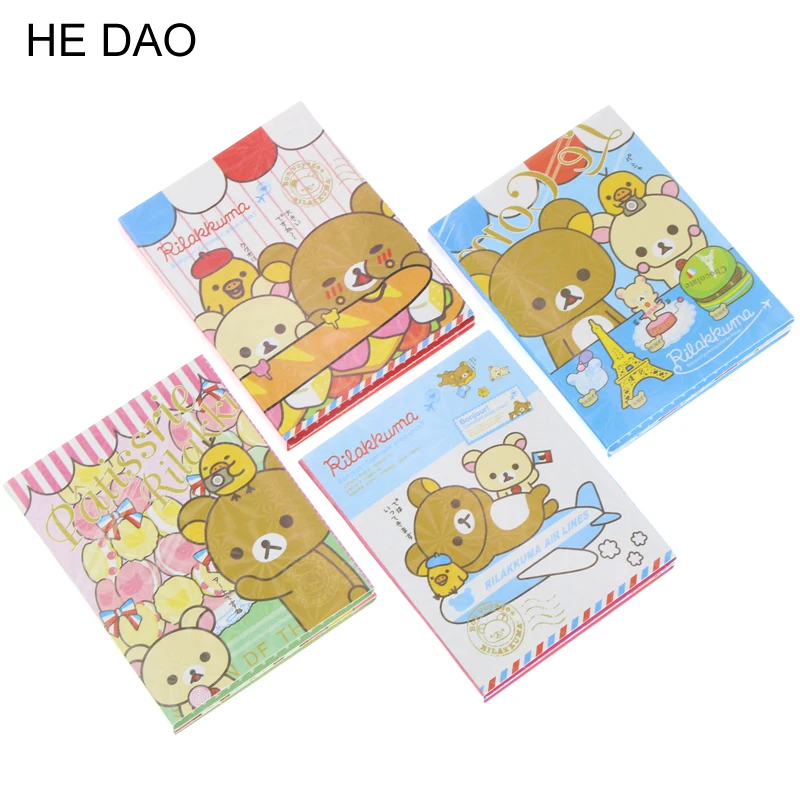 

Kawaii Rilakkuma 4 Folding Memo Notepad Note Book Memo Pad Sticky Notes Memo Set Gift Stationery KCS