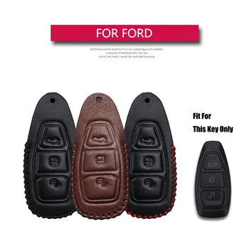 

For Ford Fiesta Focus 3 4 MK2 MK3 MK4 Mondeo Ecosport Kuga Focus ST C-MAX RS Ranger Escape Explorer Hatch Leather Car Key Cover