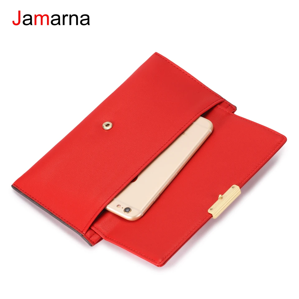 Кошелек Jamarna женский длинный клатч из искусственной кожи бумажник красного цвета