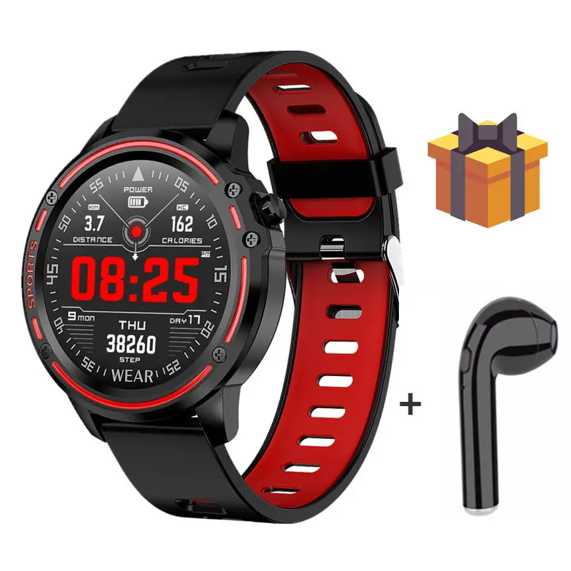 L8+ Бесплатный подарок/набор IP68 Водонепроницаемые женские и мужские Смарт-часы с сердечным ритмом 1,22 круглый экран напоминание о звонке Смарт-часы для Xiaomi huawei IOS - Цвет: Red