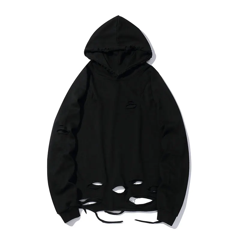 GONTHWID рваные и потёртые рваные пуловеры толстовки мужские хипстерские хип хоп модные толстовки с капюшоном уличная топы - Цвет: Black
