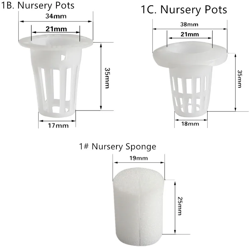 50pcsNursery горшки+ 50 шт Детские губки сетки горшок чистая чашка корзина гидропоники аэропоники системы выращивания растений системы семян лотки