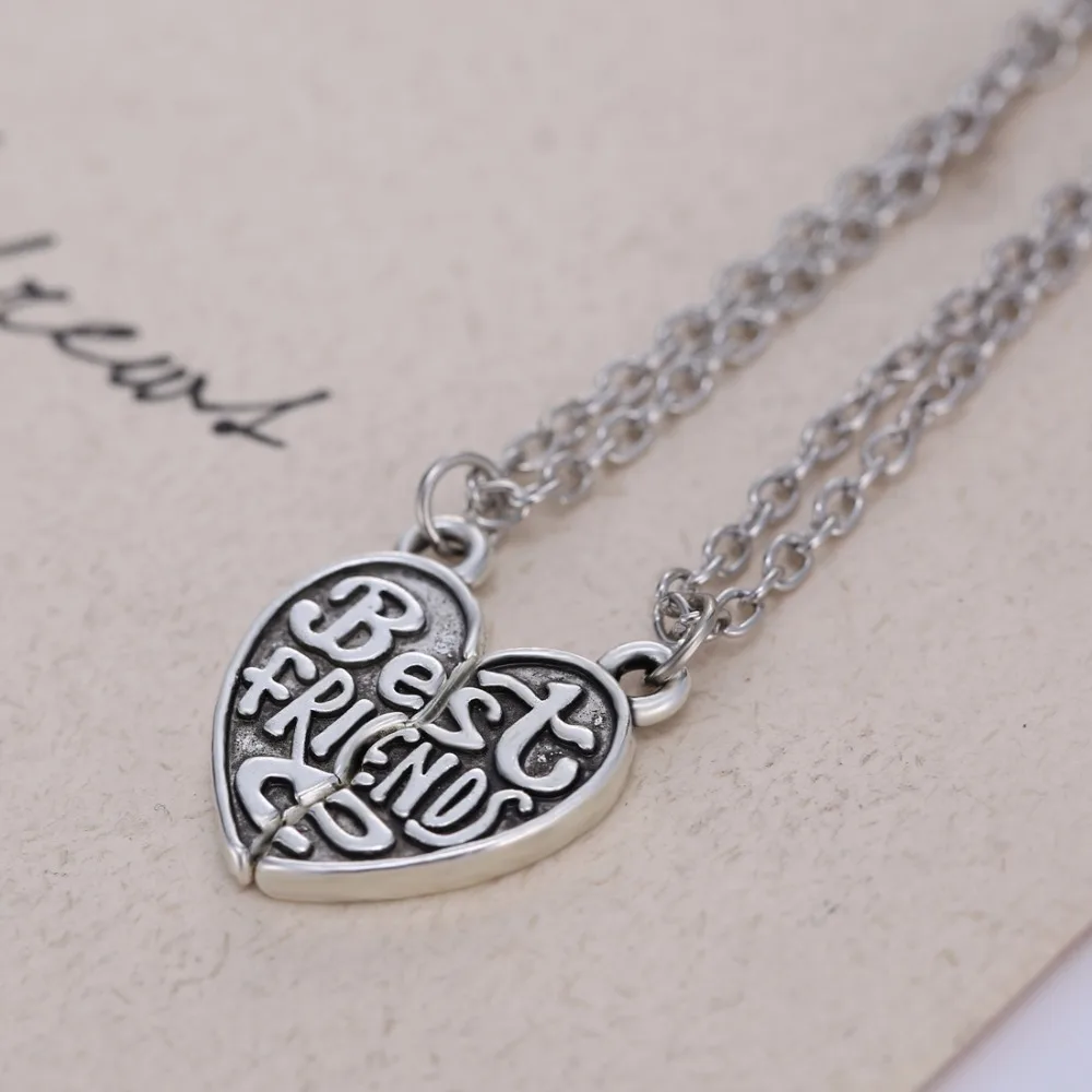 Teman Terbaik Charm Kalung Liontin Handstamped Persahabatan Setengah