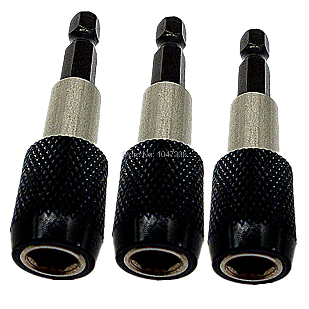 3pc 1/4" 60mm Hex Shank Quick Release Screwdriver Bit Holder