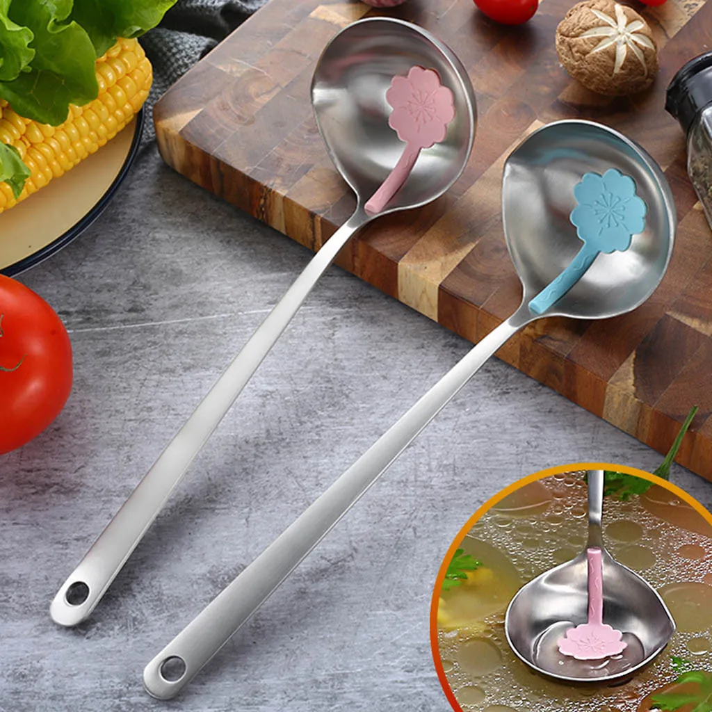Funny Sakura Stainless Steel Colander Soup Ladle Oil Filter Long Handle Shovel Scoop Spoon Gadgets Kitchen Accessories | Дом и сад