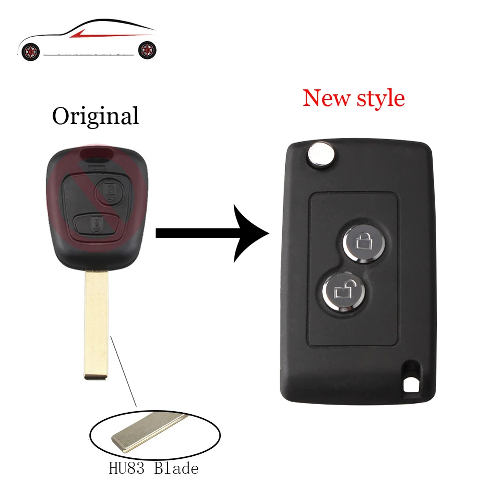 

GORBIN New style 2Buttons (Silver Buttons) Remote key shell For Peugeot 307 For Citroen HU83 Blade Flip Key Case Fob