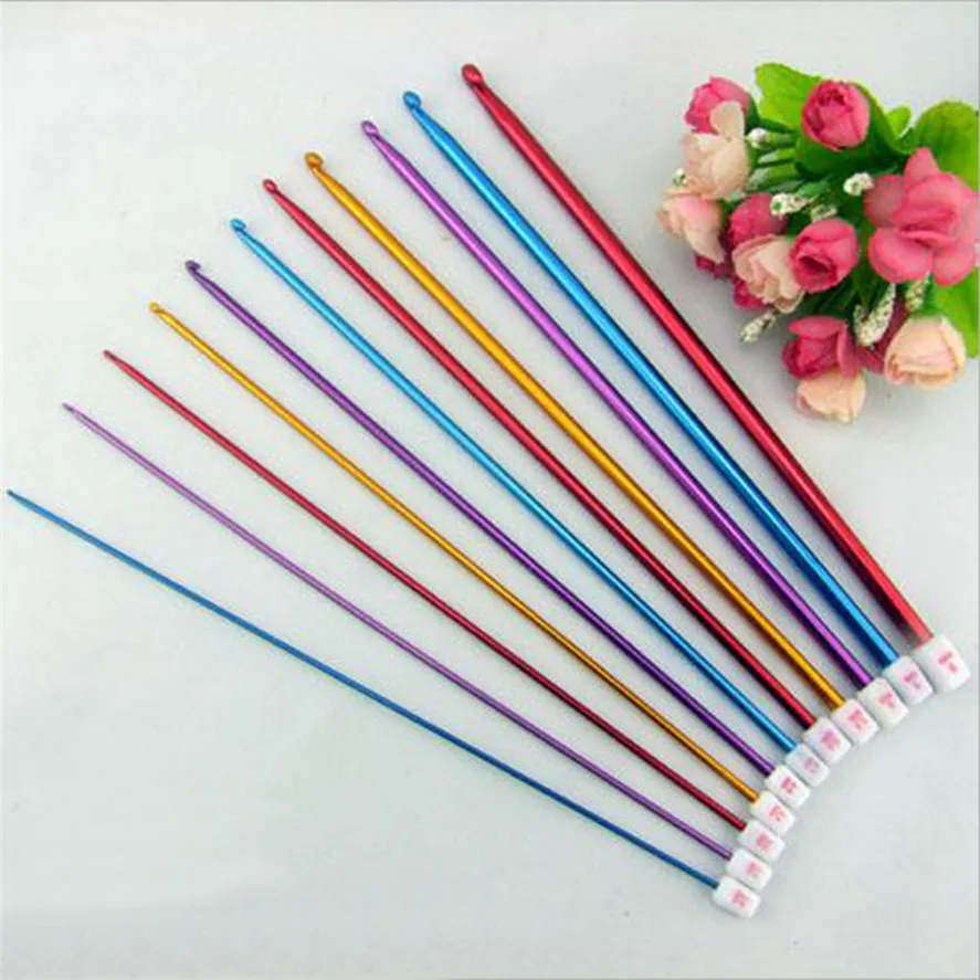 

New Knitting Needles 11pcs 10.6" Aluminum TUNISIAN AFGHAN Crochet Hook Knit Needles Set 2-8mm Knitting Needle Knit Tool Feb11#30