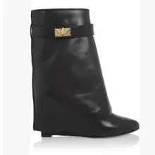 Большие размеры 10; однотонные замшевые ботинки на танкетке с замшевым замком «Акула»; увеличивающие рост складные ботильоны; женские размеры 10; Прямая поставка