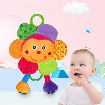 

Toddler Baby Multicolor Cute Musical Plush Surface Cleaning, Hang Dry Ring 0-3Years Flower Rattle Toy
